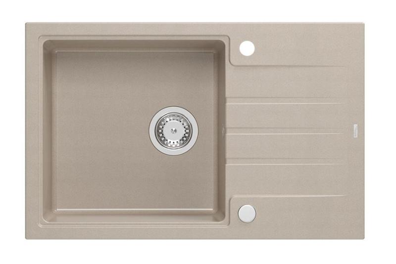 Quadri Cardigan Pearl Beige granit opbygning vask med afløbsområde omvendelig 78x50cm 1208971816