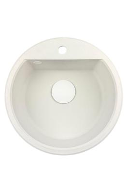 GraniteMy Bremen runde granitvask 43 cm hvid, overbygning og underbygning, med haneknude og automatisk hvid prop 1208971850