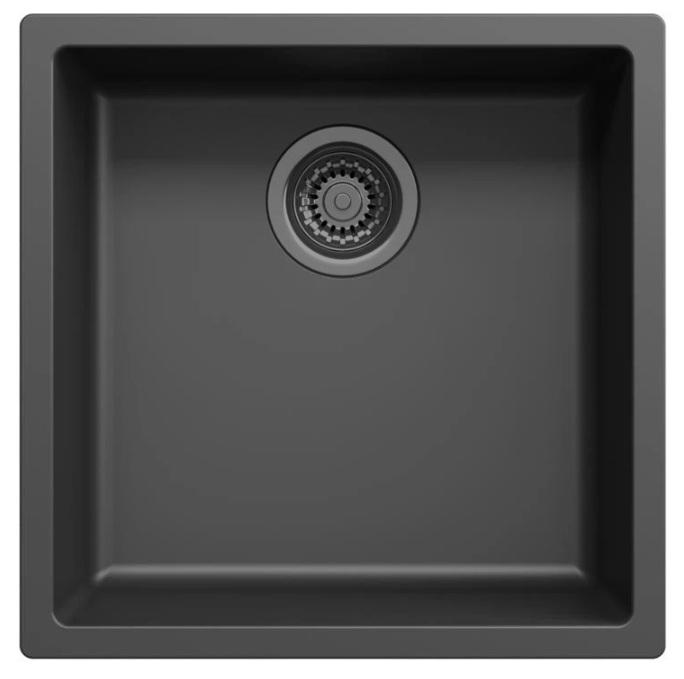Ausmann Fibre sort vask 40x40cm undermontering, overmontering og planmontering med automatisk gun metal prop 1208971854