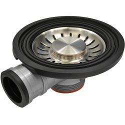 Franke Afløbsprop Turbo, Hul til overløb, Rustfrit stål vask, Franke logo, Lang Skrue 25 mm 112.0264.987