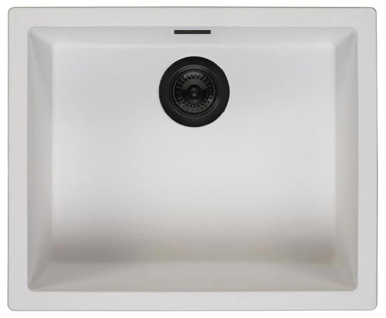Ausmann Fibre hvid vask 50x40cm til undermontering, overmontering og planmontering med automatisk sort prop 1208971899