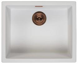 Ausmann Fibre hvid vask 50x40cm til undermontering, overbygning og planmontering med automatisk kobberprop 1208971900
