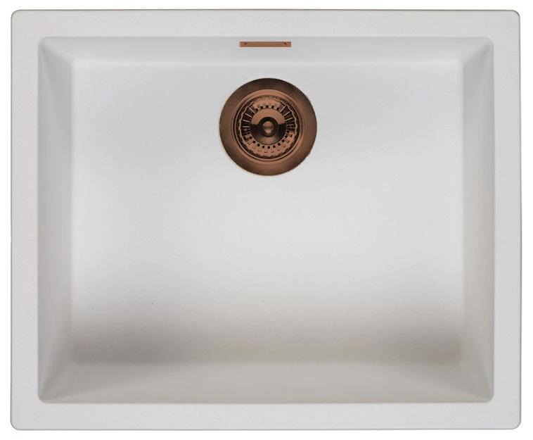Ausmann Fibre hvid vask 50x40cm til undermontering, overbygning og planmontering med automatisk kobberprop 1208971900