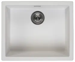 Ausmann Fibre hvid vask 50x40cm til undermontering, overmontering og planmontering med automatisk gun metal prop 1208971902