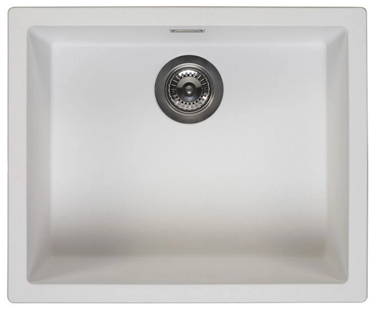 Ausmann Fibre hvid vask 50x40cm til undermontering, overmontering og planmontering med automatisk gun metal prop 1208971902