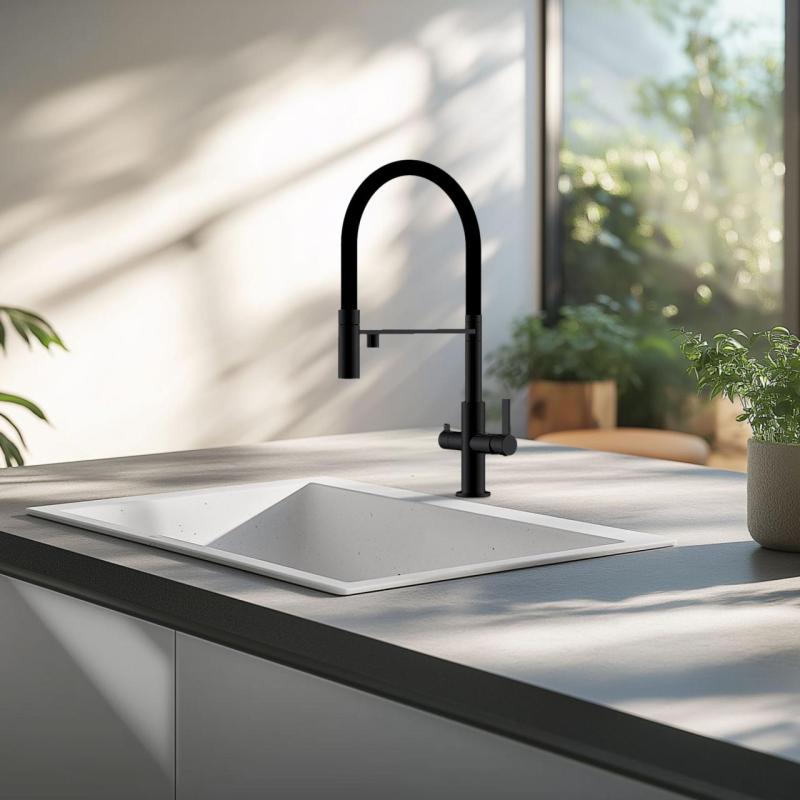 Ausmann Fiber hvid vask 50x40cm undermontering, overmontering og planmontering med automatisk hvid prop 1208971903