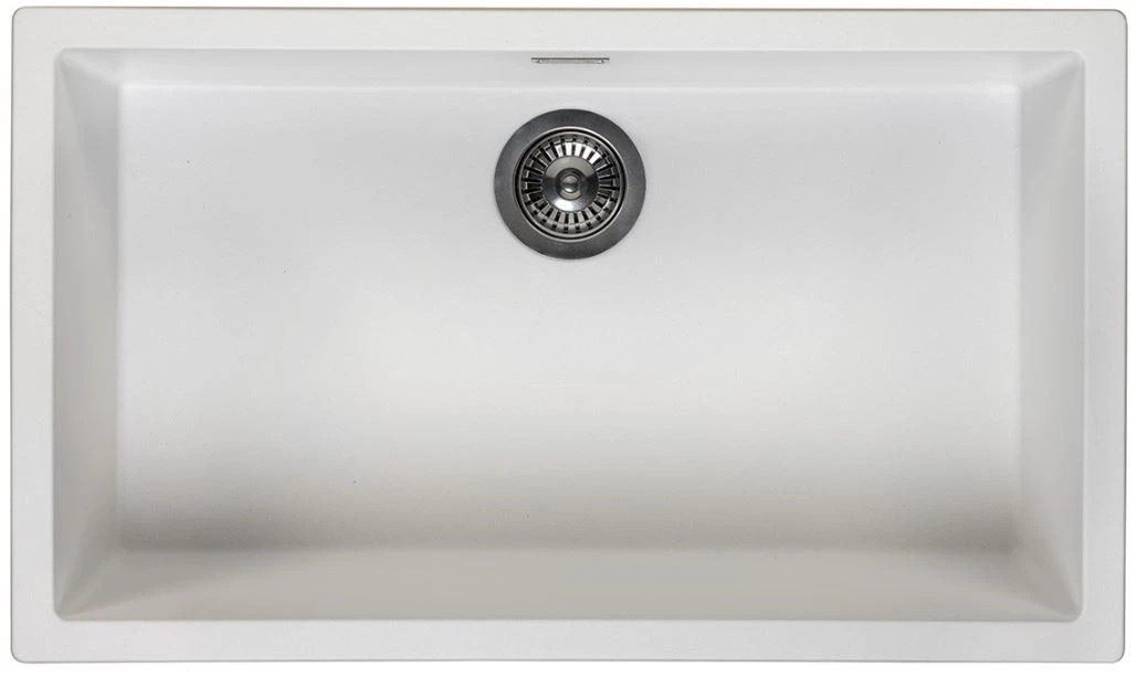 Ausmann Fiber hvid stor vask 70x40cm underbygning, overbygning og plan indbygning med automatisk rustfrit stål prop 1208971904