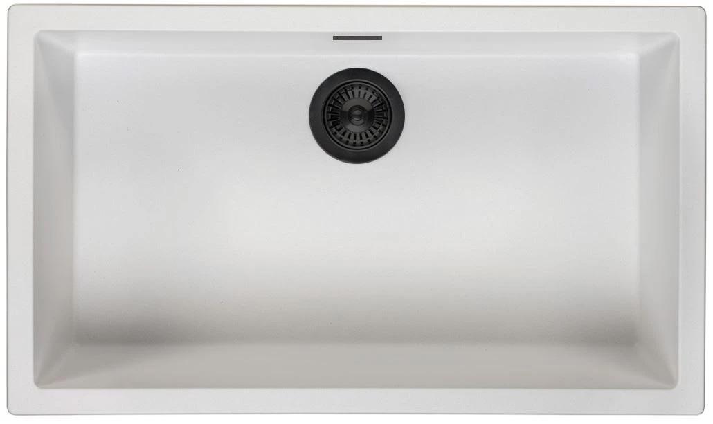 Ausmann Fibre hvid stor vask 70x40cm til undermontering, overmontering og planmontering med automatisk sort prop 1208971905