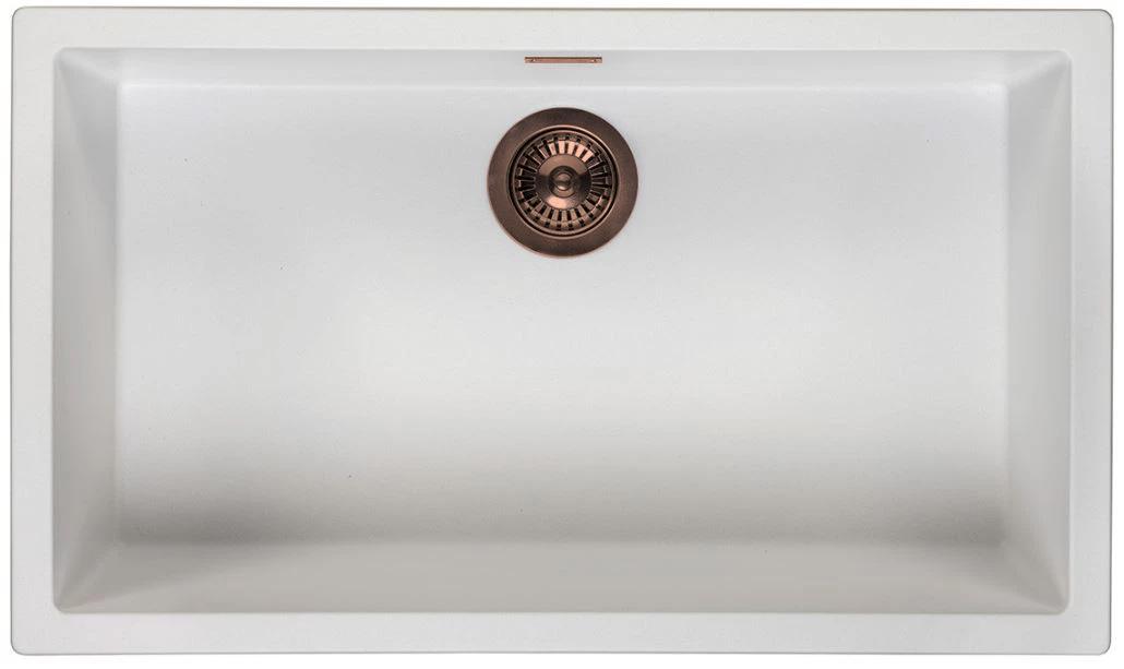 Ausmann Fiber hvid stor vask 70x40cm undermontering, overmontering og planmontering med automatisk kobberprop 1208971906