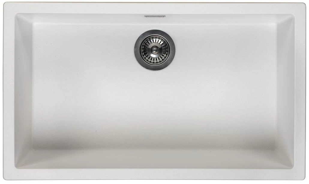 Ausmann Fiber hvid stor vask 70x40cm undermontering, overflademontering og planmontering med automatisk gun metal prop 1208971908