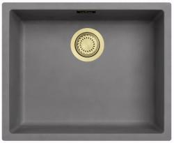 Ausmann Fiberbeton grå vask 50x40cm underbygget, overbygget og flad indbygget med automatisk gylden prop 1208971918
