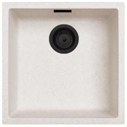 Ausmann Fibre sand hvid vask 40x40cm undermontering, overmontering og planmontering med automatisk sort prop 1208971926