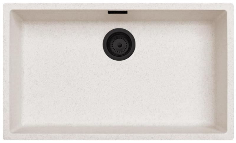 Ausmann Fibre sand hvid stor vask 70x40cm underbygning, overbygning og flad indbygning med automatisk sort prop 1208971936