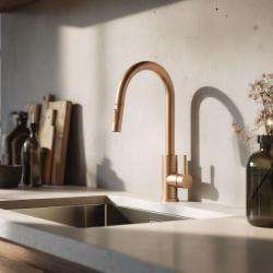 Pure.Sink Elite Steel Stream-S køkkenhane PVD kobber med udtrækkelig tud PS8045-62