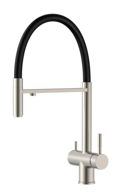 Pure.Sink Elite Steel Flex 3-vejs rustfrit stål køkkenhane med fleksibel udløb og filtreret vand PS8110-02