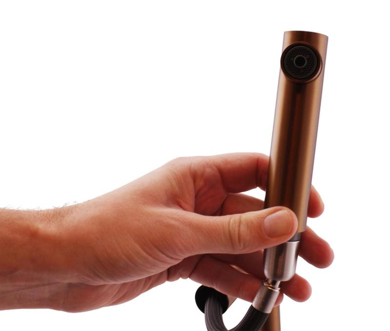 Pure.Sink Elite Steel Clear-S PVD Copper 3-way Kitchen Faucet with Pull-out Spout and Filtered Water PS8120-62