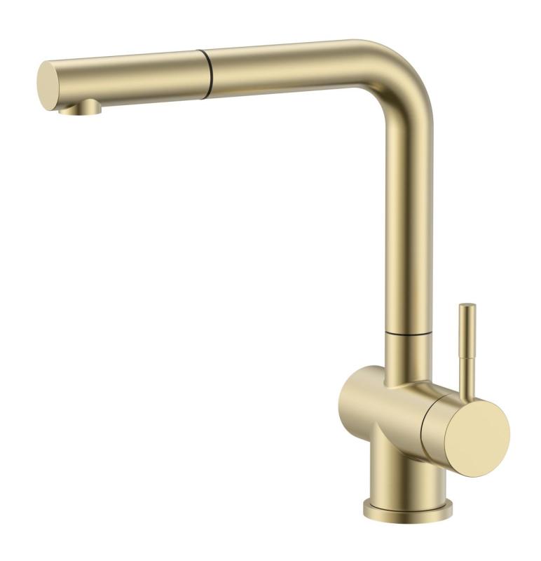 Pure.Sink Elite Steel Pulse-S køkkenarmatur PVD børstet guld med udtrækkelig tud og sprayfunktion PS8500-60