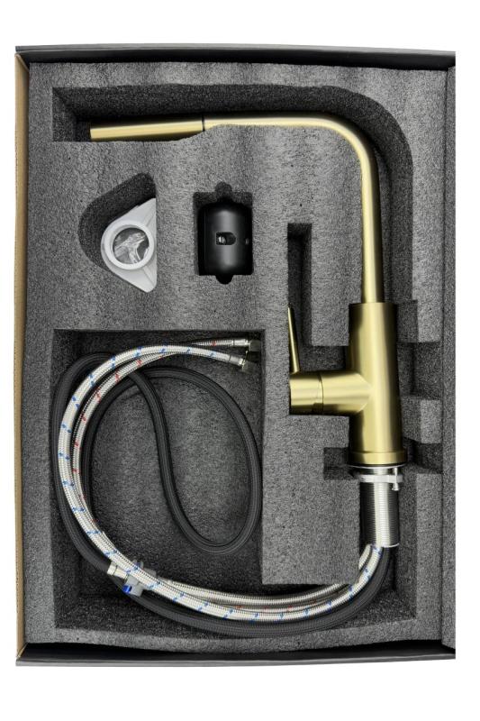 Pure.Sink Elite Steel Pulse-S køkkenarmatur PVD børstet guld med udtrækkelig tud og sprayfunktion PS8500-60
