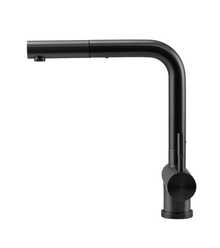 Pure.Sink Elite Steel Pulse-S kitchen faucet PVD gun metal with pull-out spout and spray mode PS8500-61