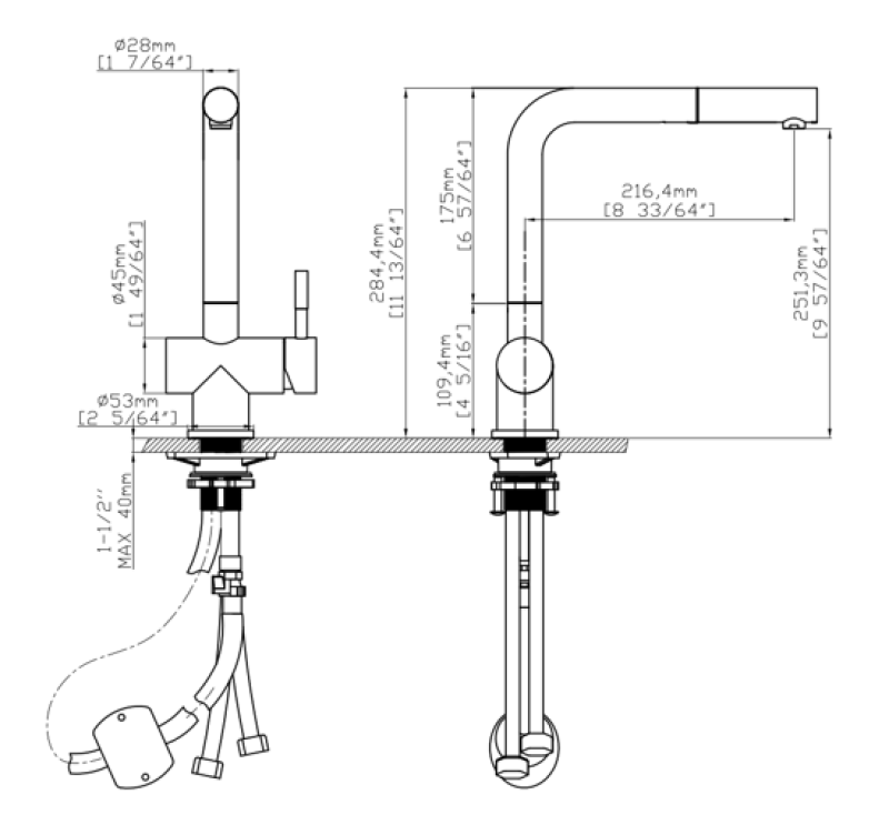 Pure.Sink Elite Steel Pulse-S køkkenarmatur PVD kobber med udtrækkelig tud og sprayfunktion PS8500-62