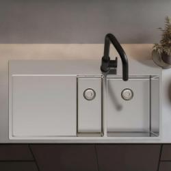 Pure.Sink Exclusivo Rustfrit stål 1,5  vask med afdrypningsplade 100x52 cm Tapwing højre PEX3418100RT-02