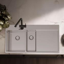 Pure.Sink Exclusivo Rustfrit stål 1,5  vask med afdrypningsplade 100x52 cm Tapwing venstre PEX3418100LT-02