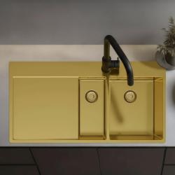 Pure.Sink Exclusivo Guld 1,5  vask med dræbningsområde 100x52 cm Tapwing højre PEX3418100RT-60