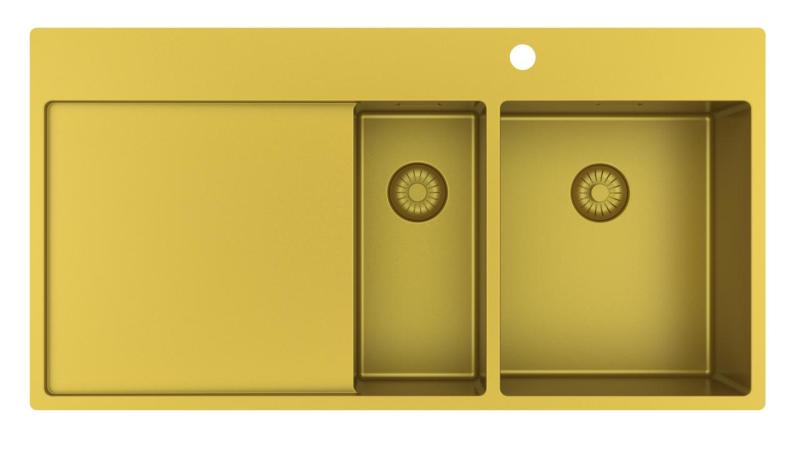 Pure.Sink Exclusivo Guld 1,5  vask med dræbningsområde 100x52 cm Tapwing højre PEX3418100RT-60