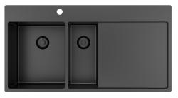 Pure.Sink Exclusivo Gun metal 1,5  vask med afdrypningsplade 100x52 cm Tapwing venstre PEX3418100LT-61
