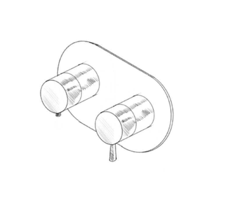 MURO TUA Indbygget brusetermostatarmatur med 3 udgange, krom M1.B33T.S.CR
