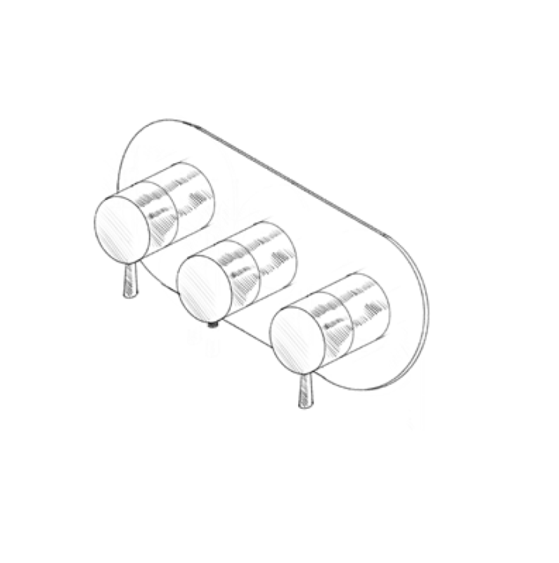 MURO TUA Indbygget brusetermostatarmatur med 2 stophaner, krom M1.B34T.S.CR