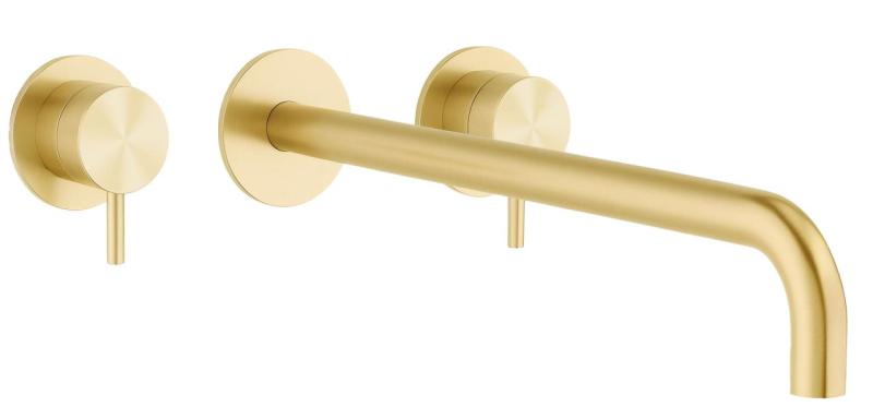 Waterevolution Flow 3-huls indbygget håndvaskarmatur PVD hvidguld med udløb 25 cm T1163FWGE-25