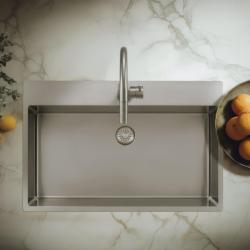 Pure.Sink Exclusivo Rustfrit stål, stort vaskebassin 75 x 40 cm Tapwing med hul til vandhane PEX7540T-02