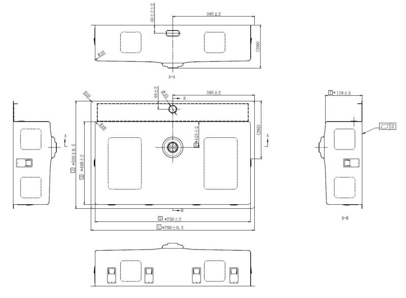 Pure.Sink Exclusivo Stort vaskebord i rustfrit stål, 75 x 40 cm, med vandhane og hul til vandhane, BB7540T-02