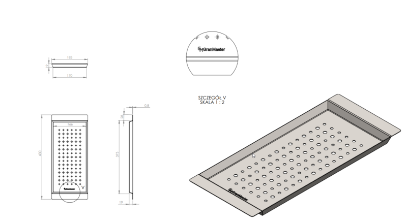 Massimo tilbehør Indsatsbakke Sort Mat 183x430x19mm
