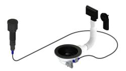 Pure.Sink Universal Mat sort afløbsæt inklusive trykknap-afløb med prop, plus rektangulært og rundt overløb WSTAUT-31