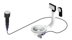 Pure.Sink Universal Mat hvid afløbsæt inklusive trykknap-vask med prop, plus rektangulær og rund overløb WSTAUT-32