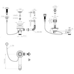 Pure.Sink Universal Guldfarvet afløbssæt inklusive trykknap-vaskeafløb med prop samt rektangulært og rundt overløb WSTAUT-60
