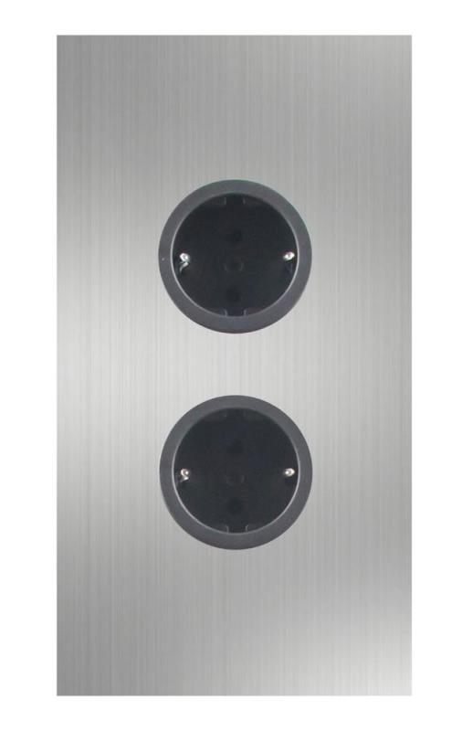 Indux Corner Energisøjle med 2 stikkontakter, jordforbundet, rustfrit stål 1208972276