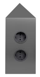 Indux Corner Еnergiezuil med 2 stikkontakter Randaarde Hoek Gun metal 1208972286