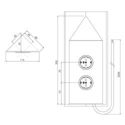 Indux Corner Еnergiezuil med 2 stikkontakter Randaarde Hoek Gun metal 1208972286