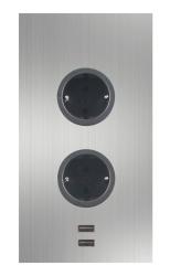 Indux Corner Energi-søjle med 2 stikkontakter, jordforbundet og 2 x USB-oplader, rustfrit stål 1208972296