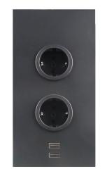 Indux Corner Energi-søjle med 2 stikkontakter, jordforbundet og 2 x USB-oplader Sort 1208972297
