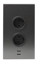 Indux Corner Energi-søjle med 2 stikkontakter, jordforbundet og 2 x USB-oplader Gun metal 1208972299