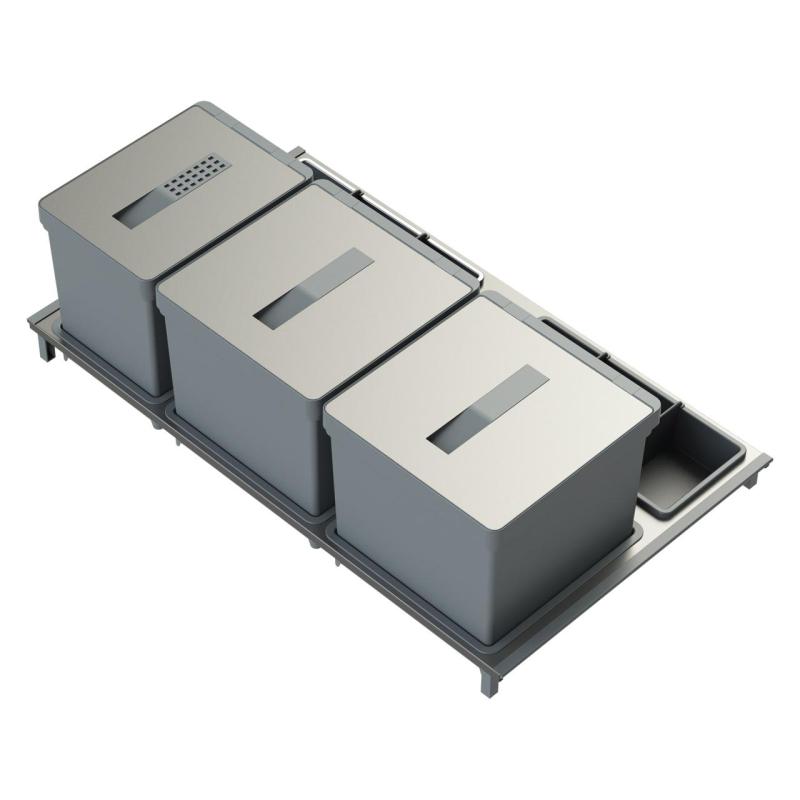 Indux Sort Affaldssystem 3-delt Håndbetjening til udtræksskuffer 1208972320