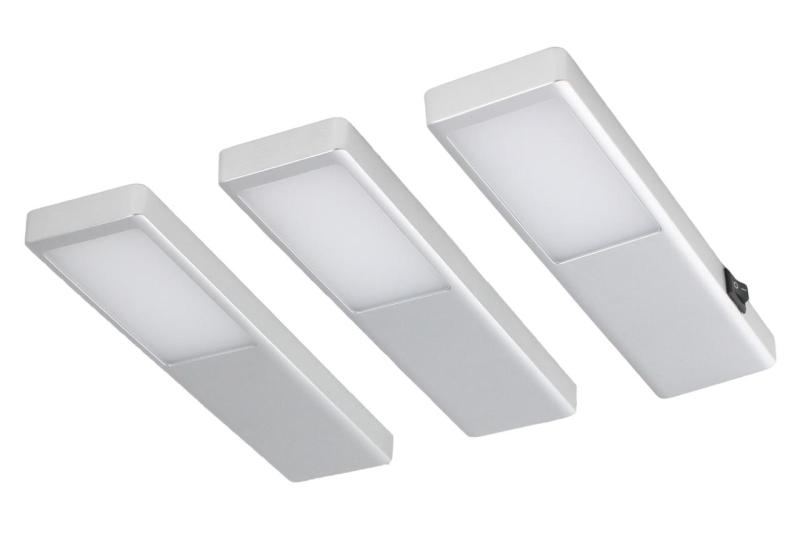 Indux Nivo Køkkenmonteret LED-sæt 3x3 W med centralafbryder Alu-look 1208972334