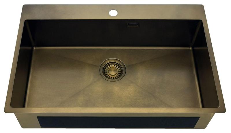 Pure.Sink Luxion Stor PVD antik bronze vask 78x50 cm Tapwing med hul til vandhane og bundrist PLX7850T-64