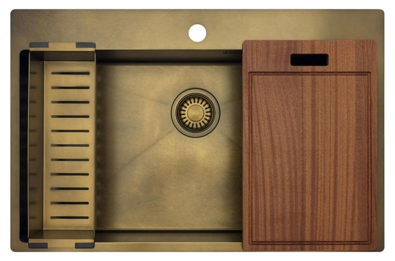 Pure.Sink Luxion Stor PVD antik bronze vask 78x50 cm Tapwing med hul til vandhane og bundrist PLX7850T-64