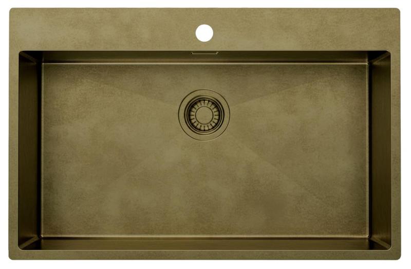 Pure.Sink Luxion Stor PVD antik bronze vask 78x50 cm Tapwing med hul til vandhane og bundrist PLX7850T-64