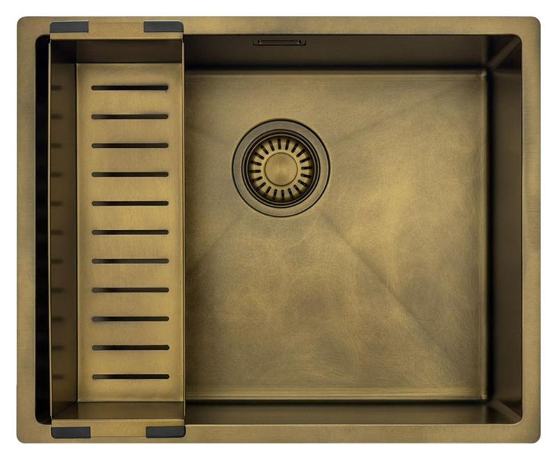 Pure.Sink Luxion PVD Antik bronze vask 50x40 cm undermontering, planmontering og påbygning med bundrist PLX5040-64